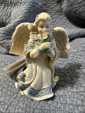Sarah's Angels Cream Angel Figurine with Blue Accents